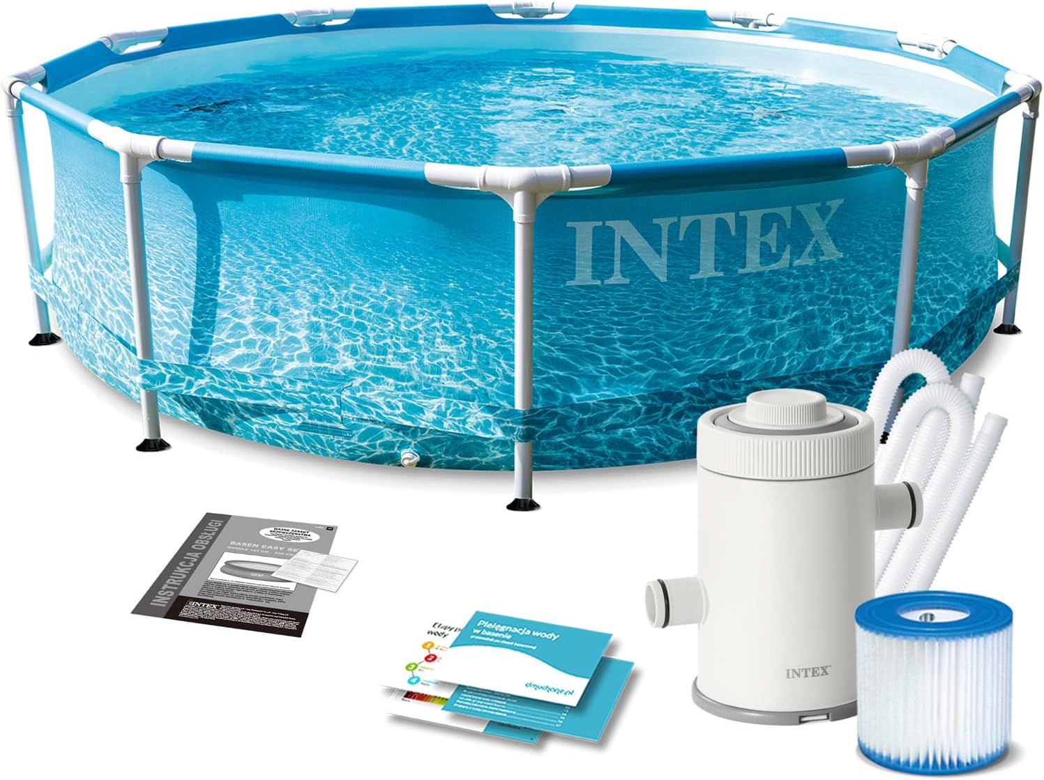 Intex - Kit Piscinette Tubulaire Ocean - ø3,05x0,76m - montage rapide