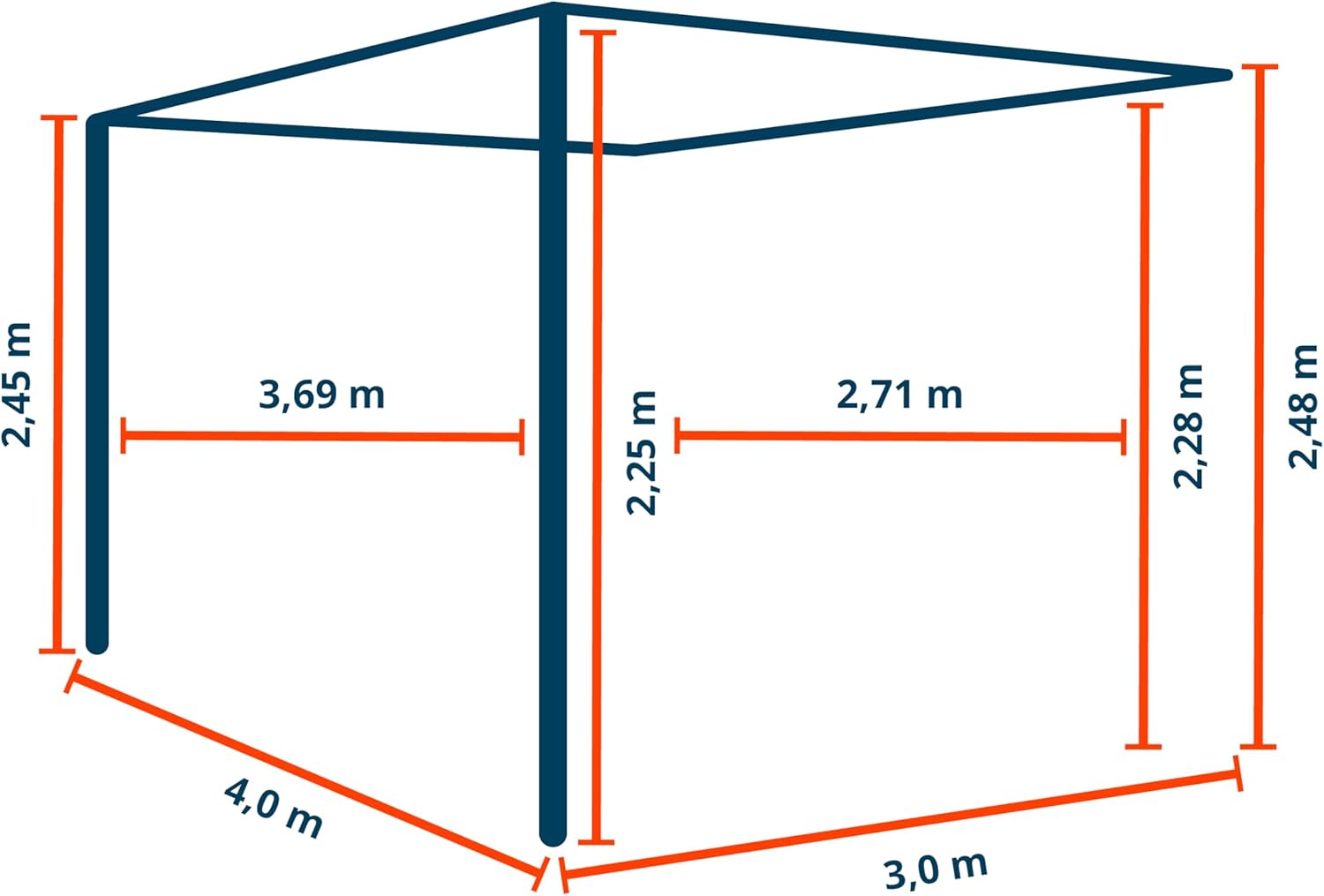PRIMEYARD - pergola adossée - 3x3 m - alu blanc, lames orientables