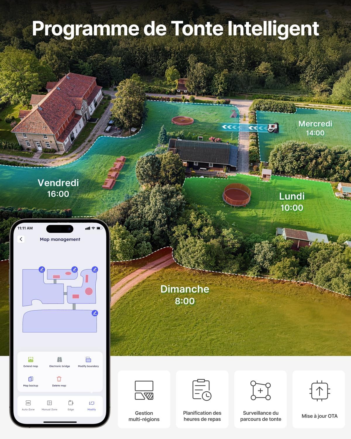 Anthbot - M9 Série - 1050m² - Tondeuse robot RTK, caméra AI, M9