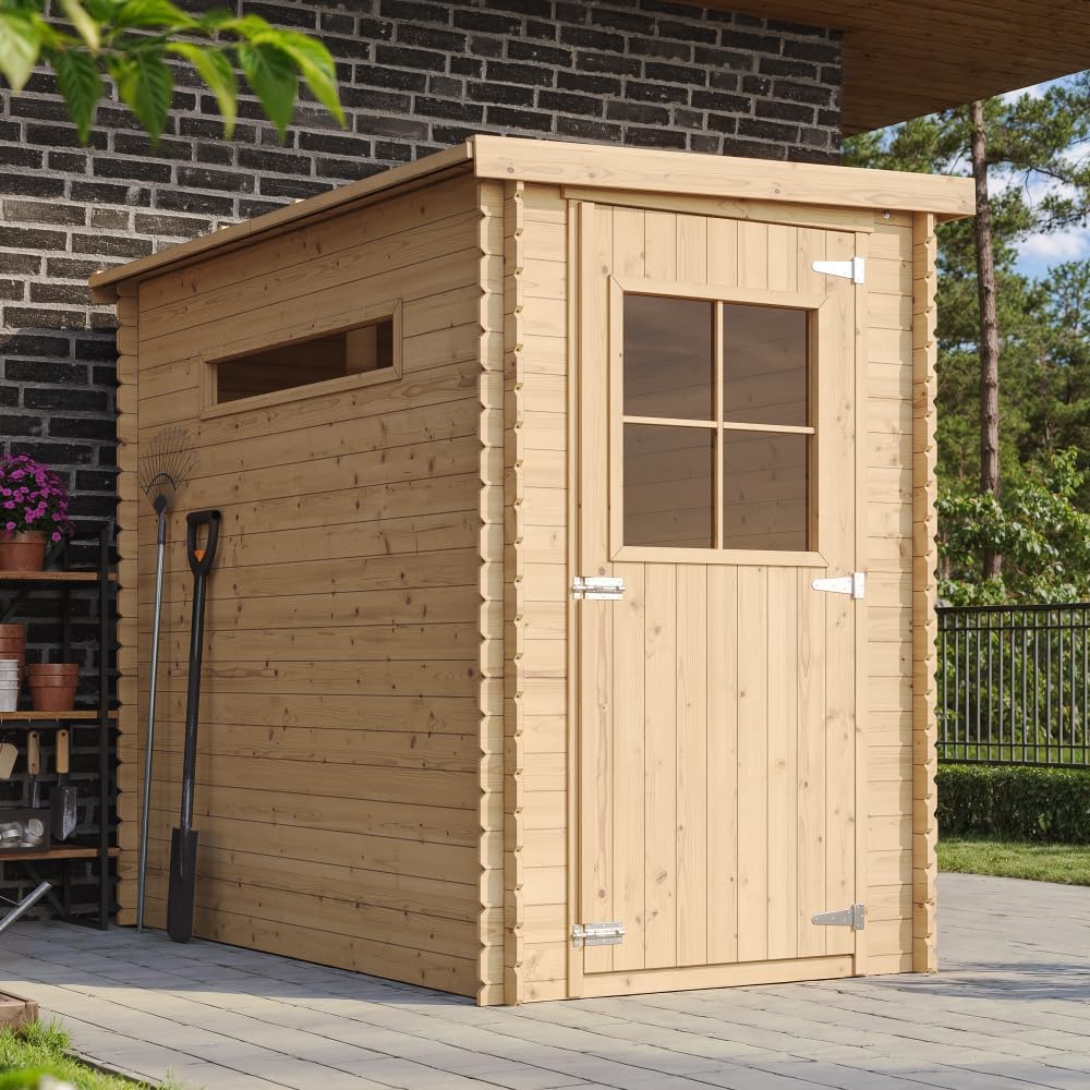 Timbela - Abri de jardin bois avec sol, 239x144x198 cm, toit étanche, fenêtres, M306+M306G