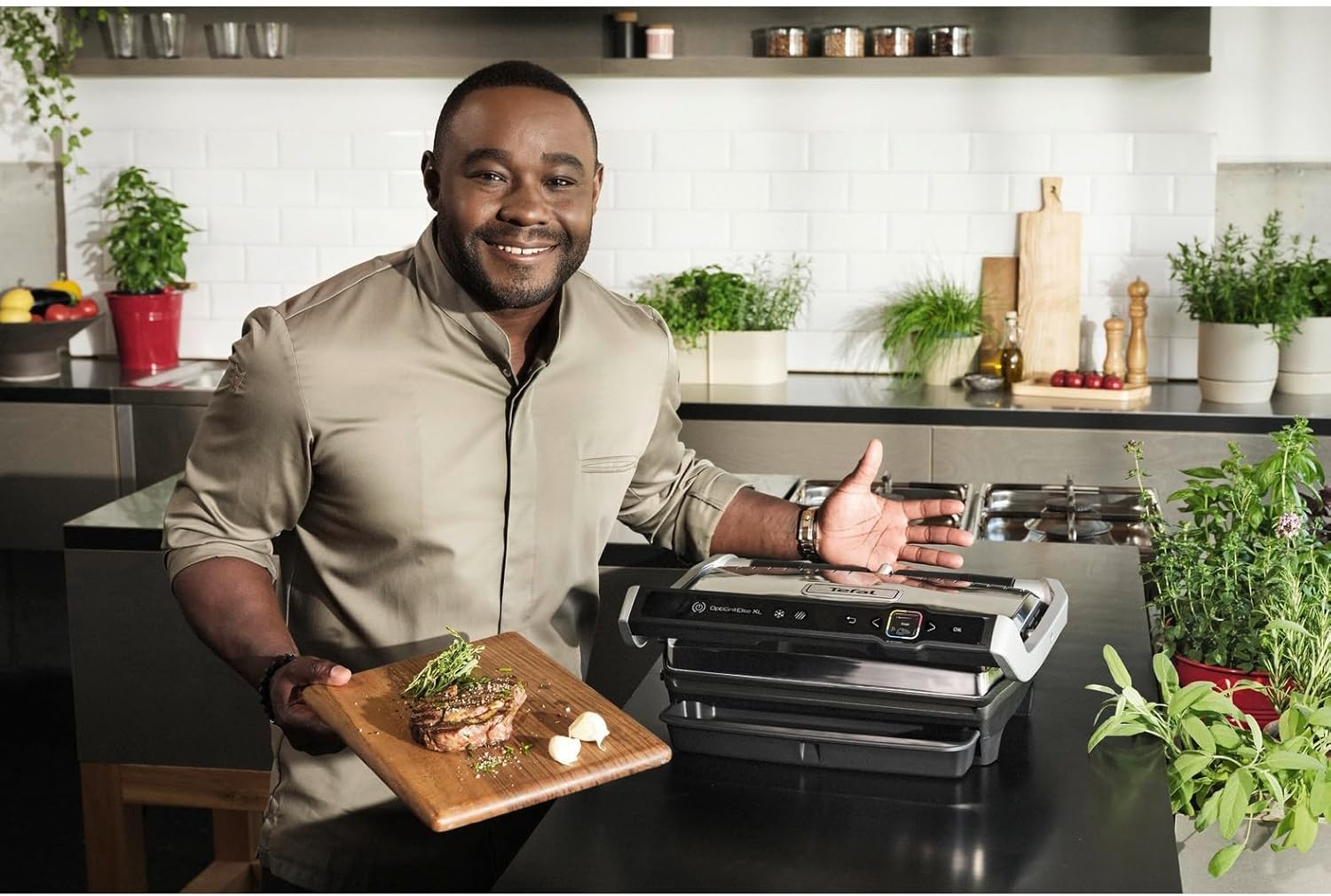 Tefal - Optigrill Elite XL, série GC760 - XL 8 pers., 16 programmes, grill intelligent, mode manuel, GC760D12
