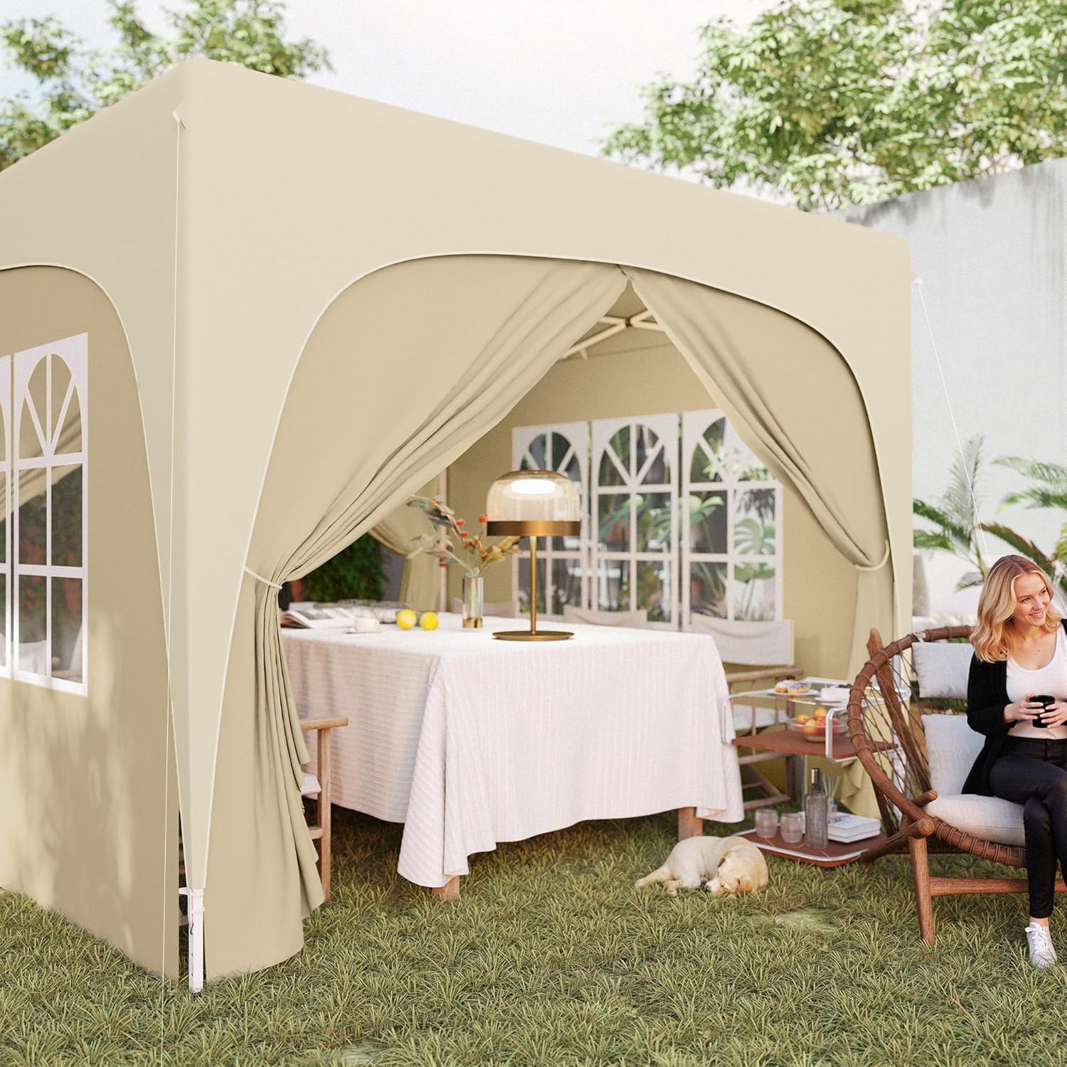 Outsunny - Tonnelle pliante 3x3 m - UPF50+, hauteur réglable, sac inclus