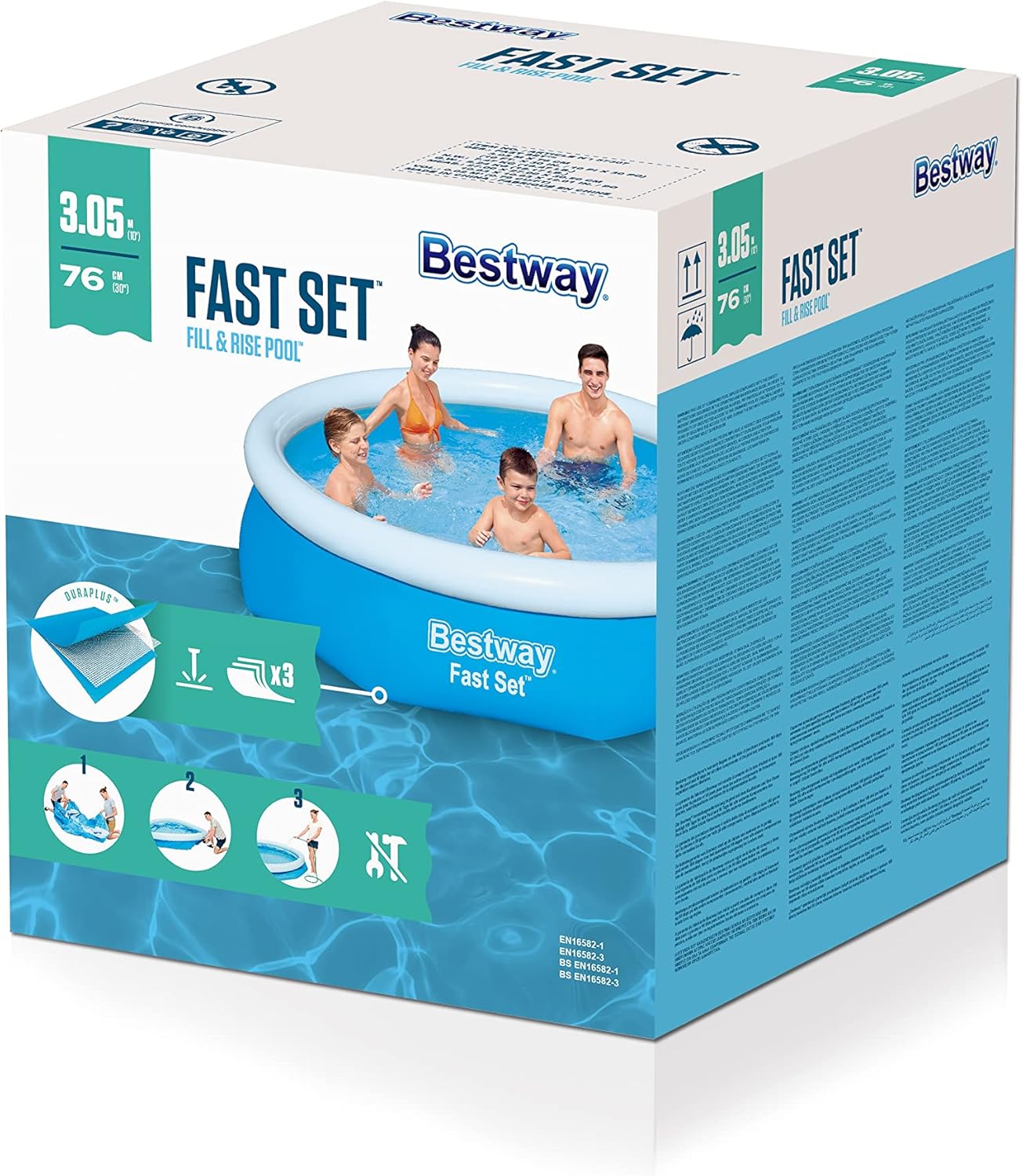 Bestway 57266 Piscine Hors Sol Fast Set diamètre 305 x 76 cm Effet Pierres