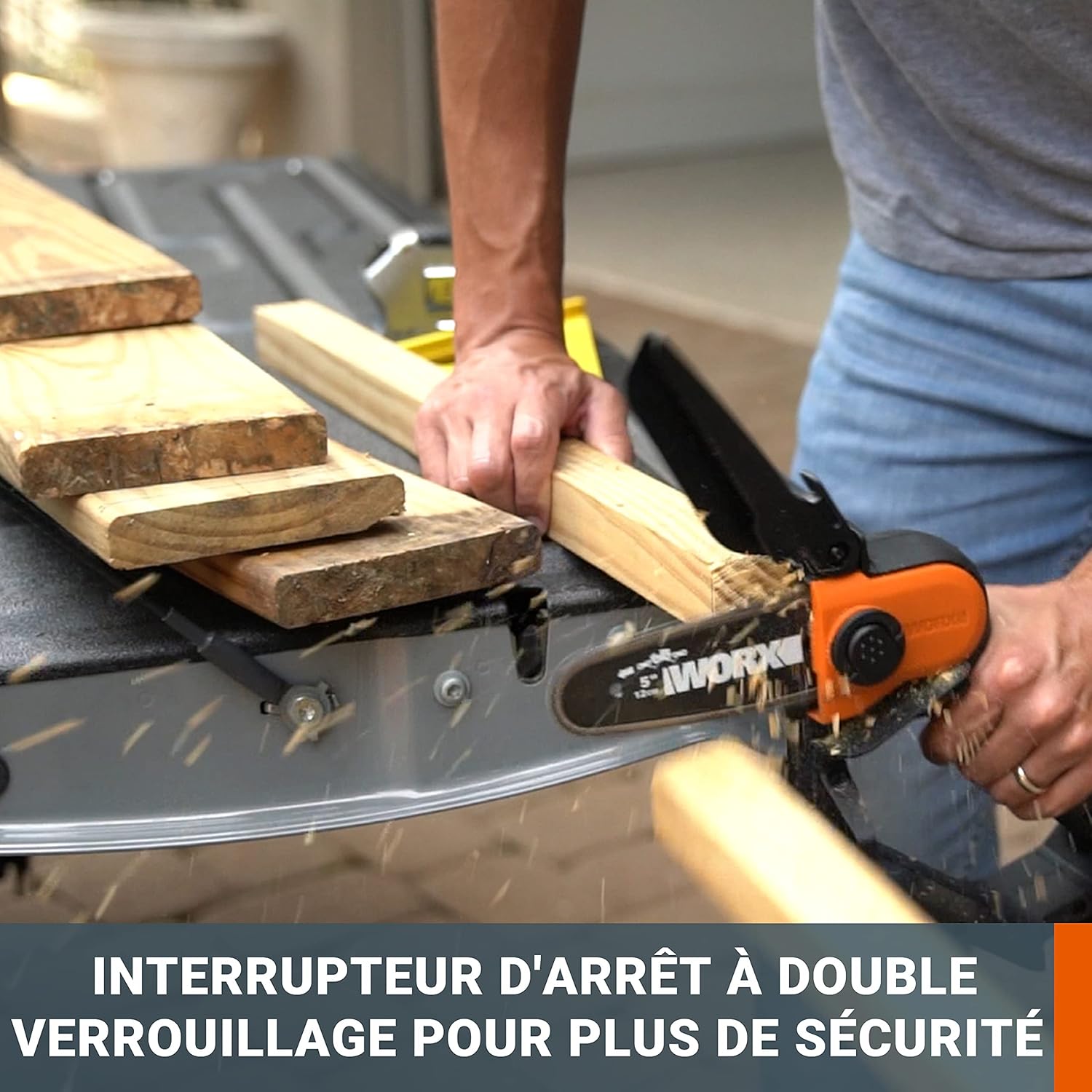 WORX - Mini tronçonneuse 12cm, coupe 10cm, sans batterie WG324E.9