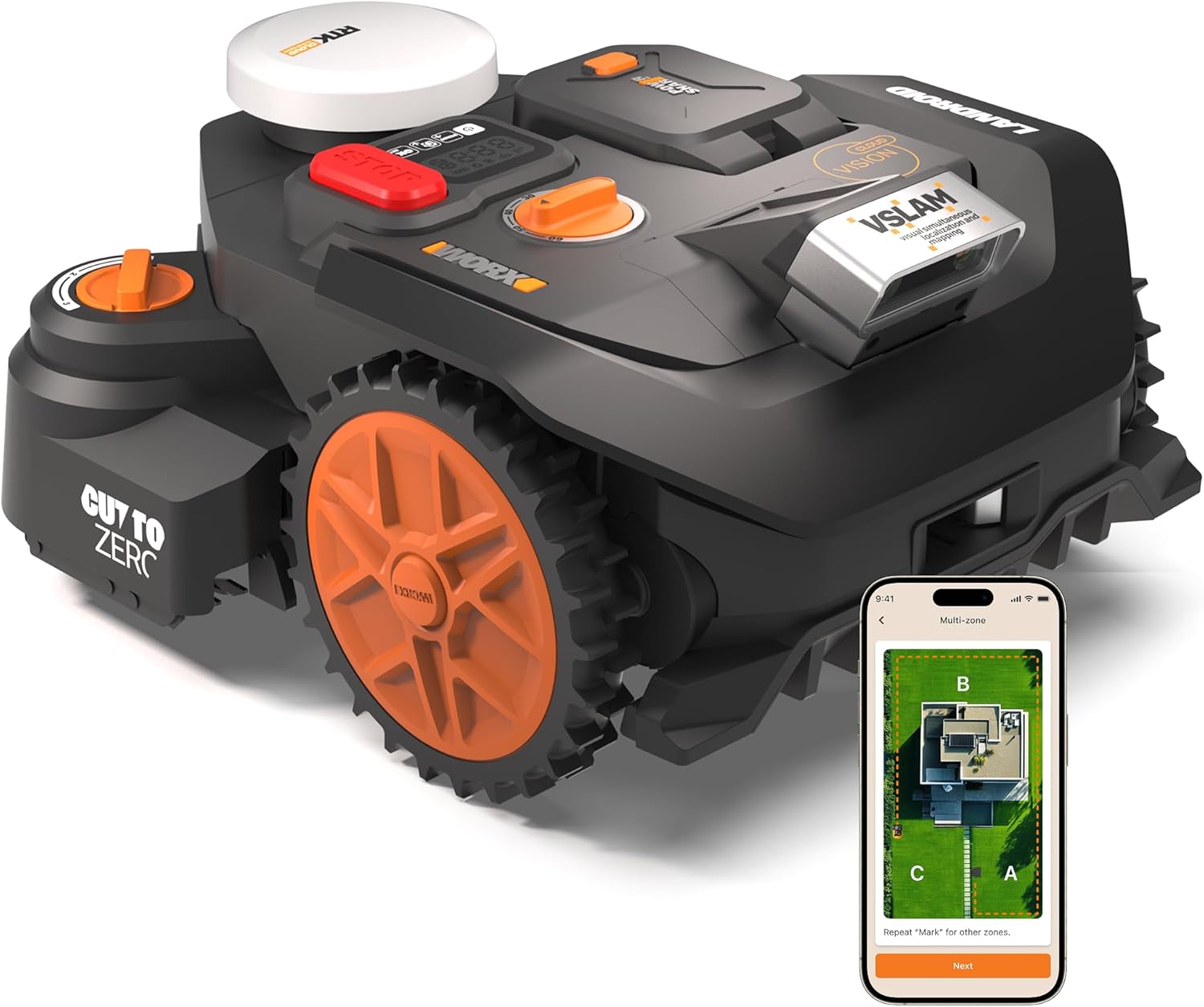 WORX - robot tondeuse Vision Cloud 2WD - 600 m² - navigation IA avancée WR306E