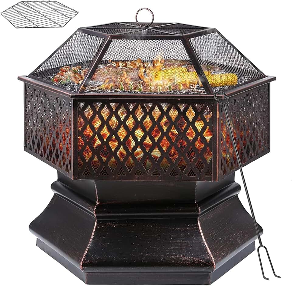 TLSUNNY - Brasero de Jardin - 71x71x63 cm - grill, filet, chauffage TLSUNNY