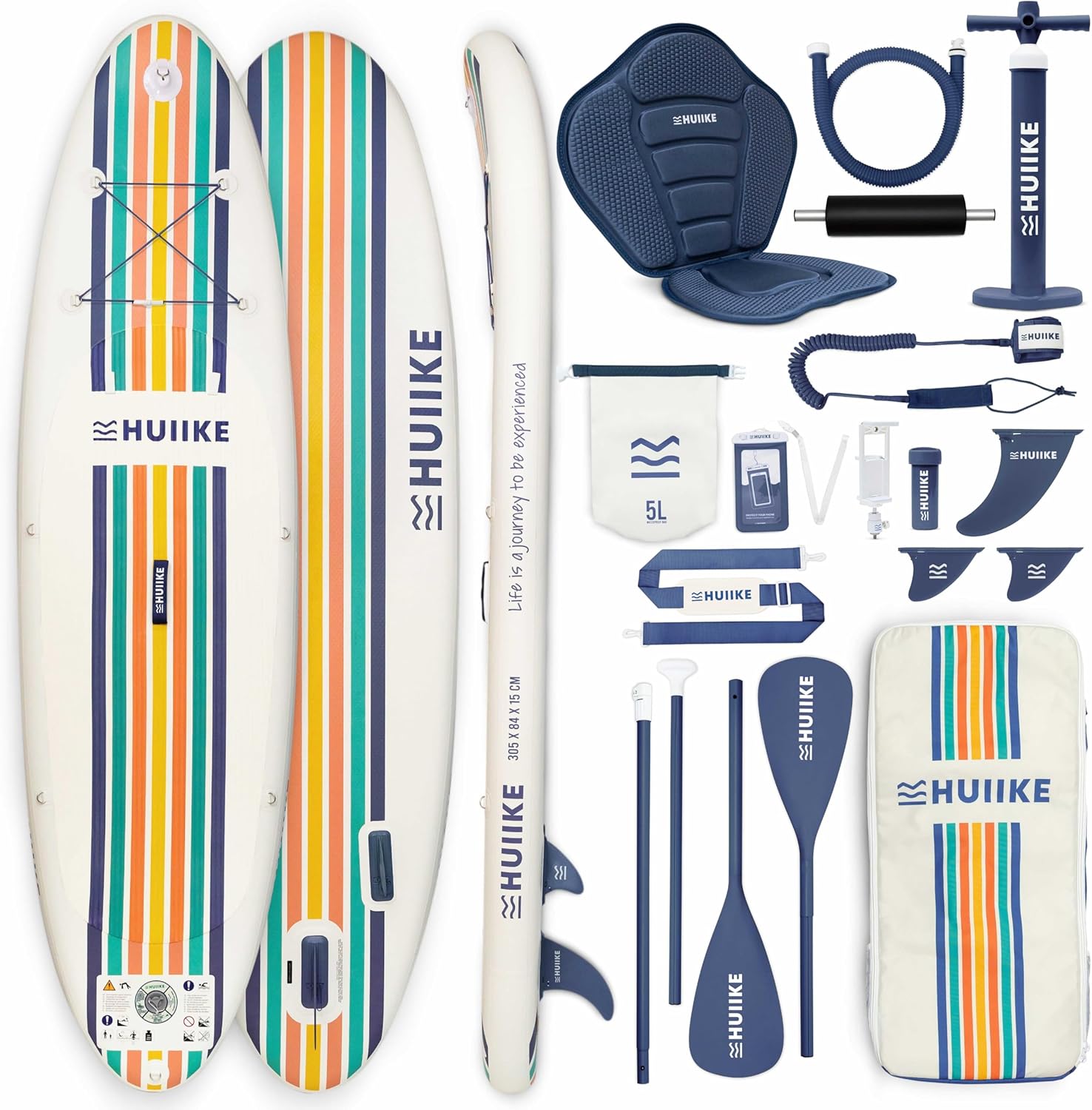 HUIIKE - Paddle gonflable adulte - 305x84x15cm - grande stabilité, accessoires inclus