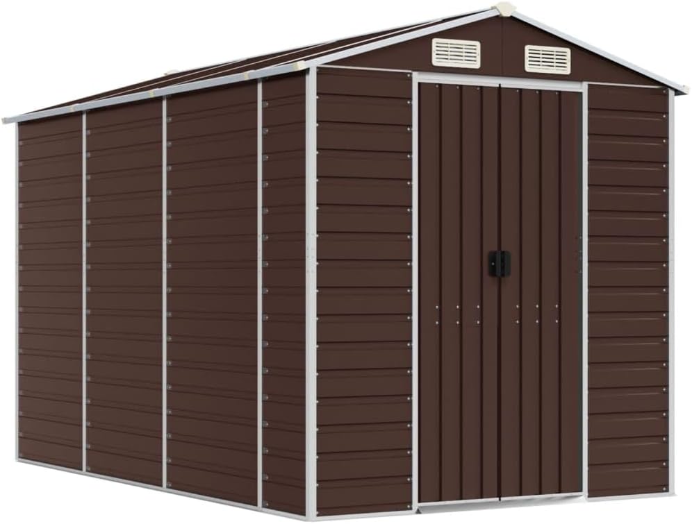 vidaXL Abri de Jardin Marron 191x300x198 cm Acier galvanisé