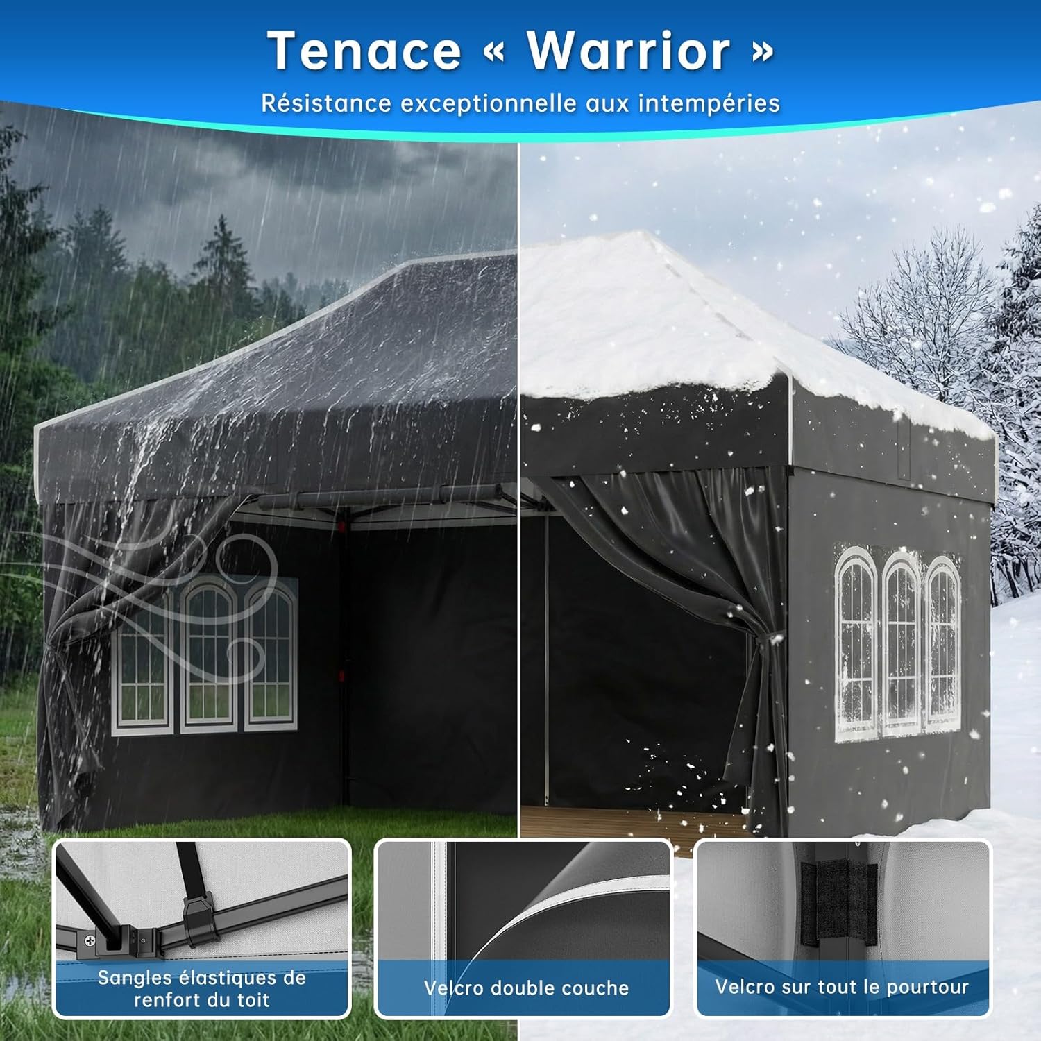 Devoko - Tonnelle série étanche - 3x4,5m - hiver, UV50+, hauteur réglable